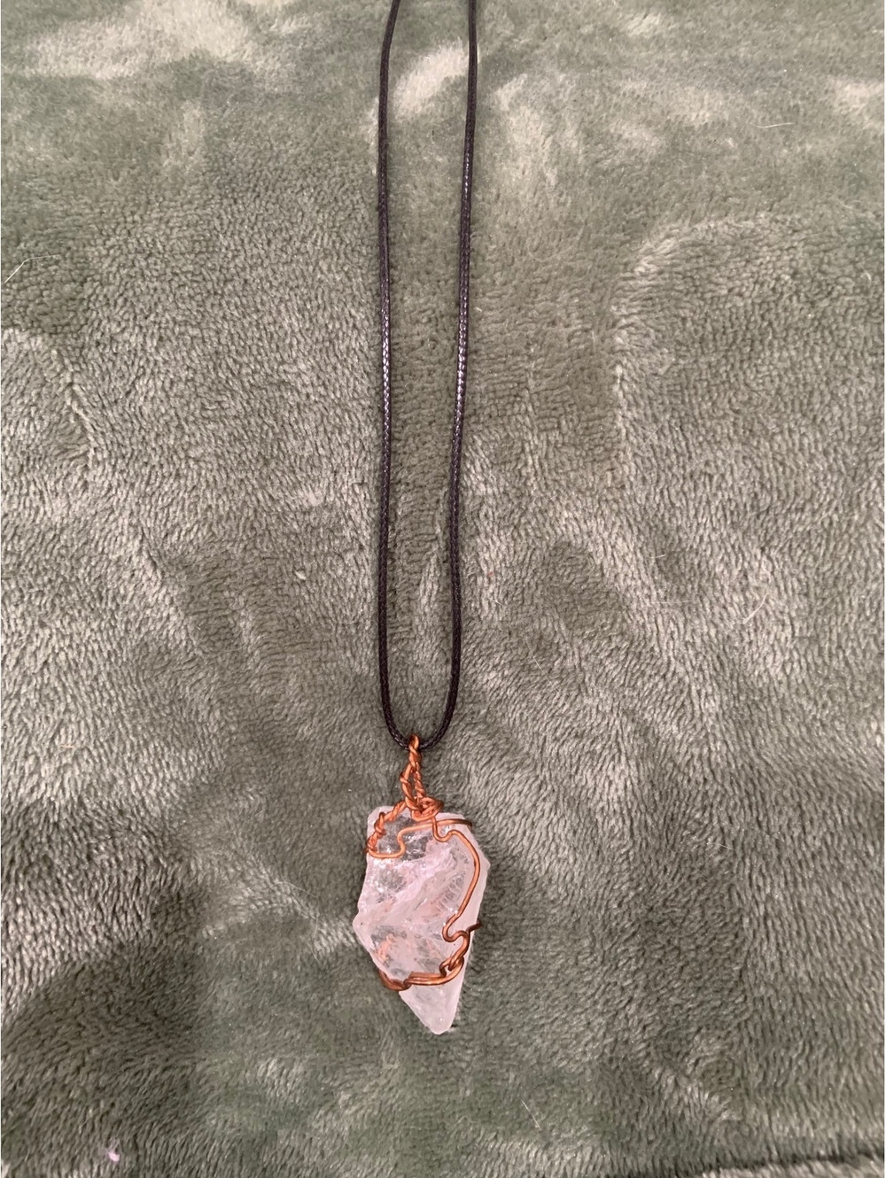 Wire wrapped crystal pendant necklace